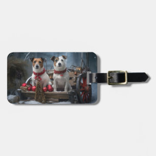 Etiqueta Para Maletas Decoración de Navidad de Trineo Nevado Jack Russel