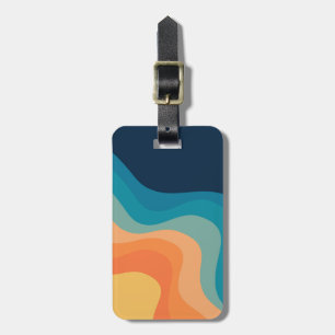Etiqueta Para Maletas Decoración de ondas de estilo retro