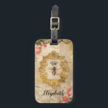 Etiqueta Para Maletas Decoración elegante retro vintage floral<br><div class="desc">Un elegante diseño vintage de abejas reina. Esta etiqueta de equipaje retro de bonito tiene un aspecto vintage suave y hace un gran regalo . Diseñado para ti por Blackberry Boulevard.</div>