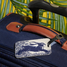 Etiqueta Para Maletas Dedham Blue Rabbit, Vintage Blue & White Design