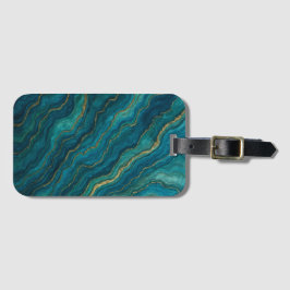 Etiqueta Para Maletas Deep Blue Ocean Marble Agate Texture