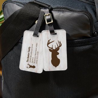 Etiqueta Para Maletas Deer Buck Hunter Rustic Personalizado Lumaleta Eti