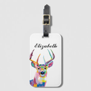 Etiqueta Para Maletas Deer de arte pop colorido y personalizado