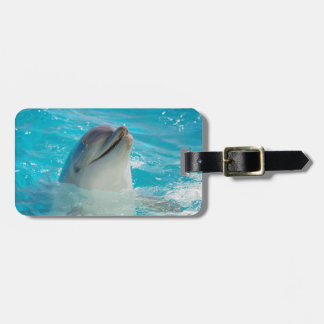 Etiqueta Para Maletas Delfín feliz de la natación