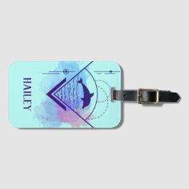 Etiqueta Para Maletas Delfín geométrico moderno personalizado