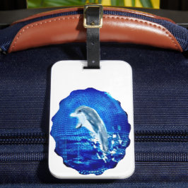 Etiqueta Para Maletas Delfín saltante de arte animal marino