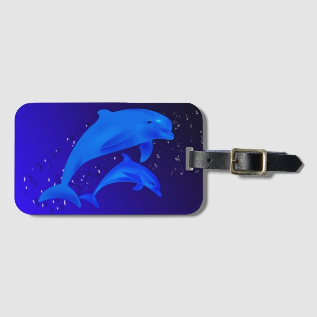 Etiqueta Para Maletas Delfines (Anverso horizontal)