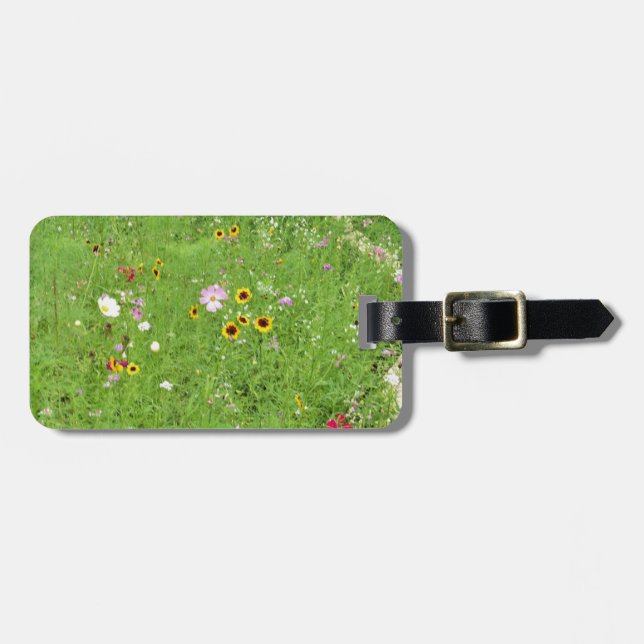Etiqueta Para Maletas delicado jardín de flores silvestres (Frente Horizontal)