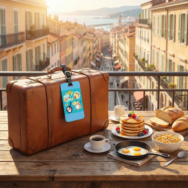 Etiqueta Para Maletas Delicioso desayuno crepes Huevos Café (Subido por el creador)