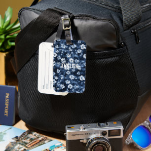 Etiqueta Para Maletas Denim Blue Flowers
