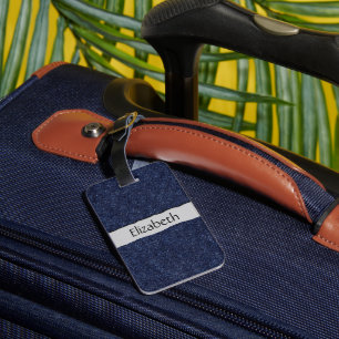 Etiqueta Para Maletas Denim Fabric, Denim Textura, Denim Azul, Su Nombre