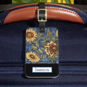 Etiqueta Para Maletas Denim Jeans Sunflower