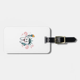 Etiqueta Para Maletas Dental Squad 4 De Julio Dentista Funny Estadounide