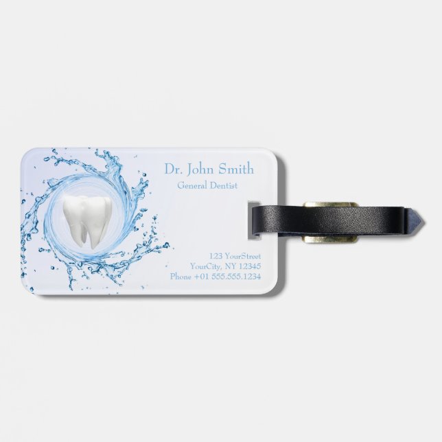 Etiqueta Para Maletas Dentista Dental Tooth Water Profesional (Atrás Horizontal)