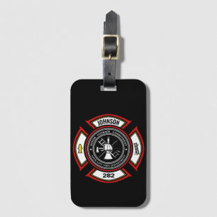 Etiqueta Para Maletas Departamento de Bomberos AÑADIR NOMBRE Insignia pa