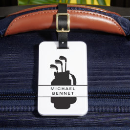 Etiqueta Para Maletas Deporte De Golf Moderno En Blanco Y Negro