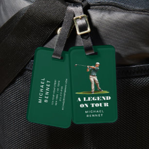 Etiqueta Para Maletas Deporte divertido golfista verde