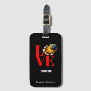 Etiqueta Para Maletas Deportes personalizados del Bowling de amor