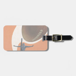 Etiqueta Para Maletas Deportes vintage, jugador de fútbol patea la pelot