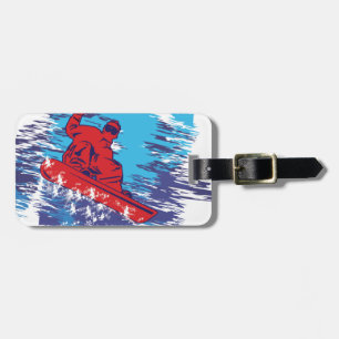 Etiqueta Para Maletas Derivas de la nieve de Cathching del Snowboarder