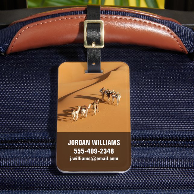 Etiqueta Para Maletas Desiertos | Caminata tuareg con camellos (Anverso In situ 2)