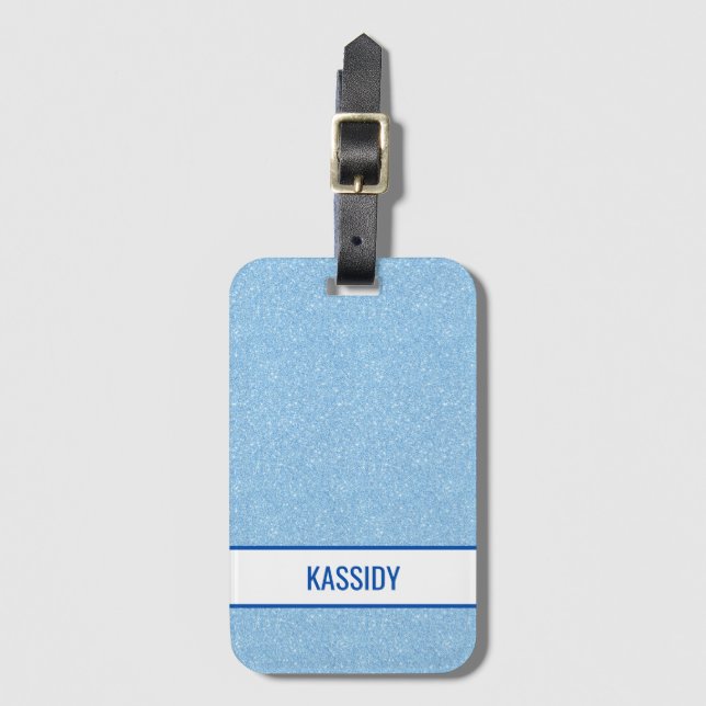 Etiqueta Para Maletas Despedida de soltera Navy + azul falso brillo (Anverso vertical)