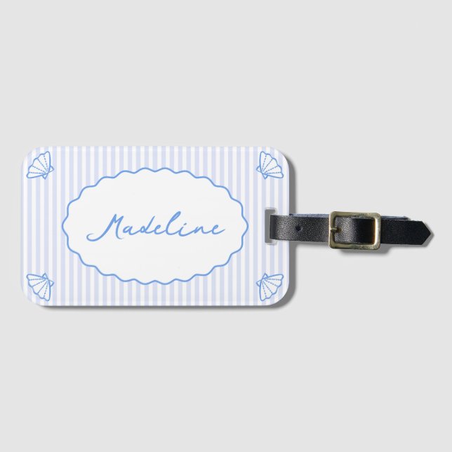 Etiqueta Para Maletas Despedida de Soltera Personalizada de Franja Azul  (Anverso horizontal)