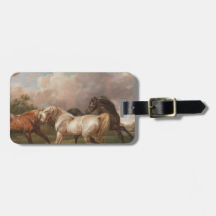 Etiqueta Para Maletas Destino de los caballos del aceite de la pintura d