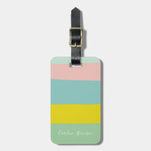 Etiqueta Para Maletas Destinos Viajero con Rayas de Pastel Personalizada