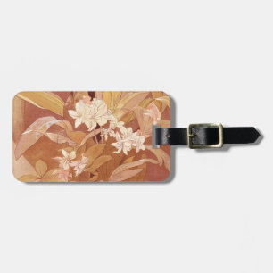 Etiqueta Para Maletas Detalle floral de Alphonse Mucha Art Nouveau
