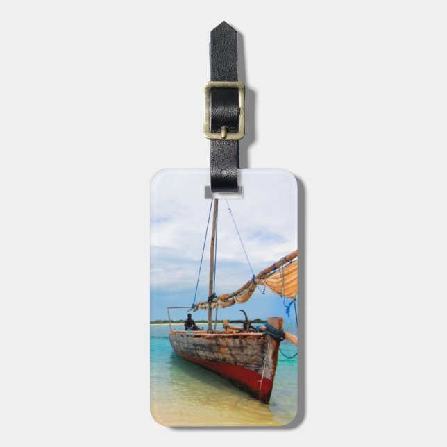 Etiqueta Para Maletas Dhow tradicional, Zanzíbar, Tanzania (Frente Vertical)