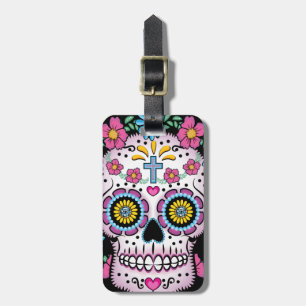Etiqueta Para Maletas Dia de los Muertos Skull