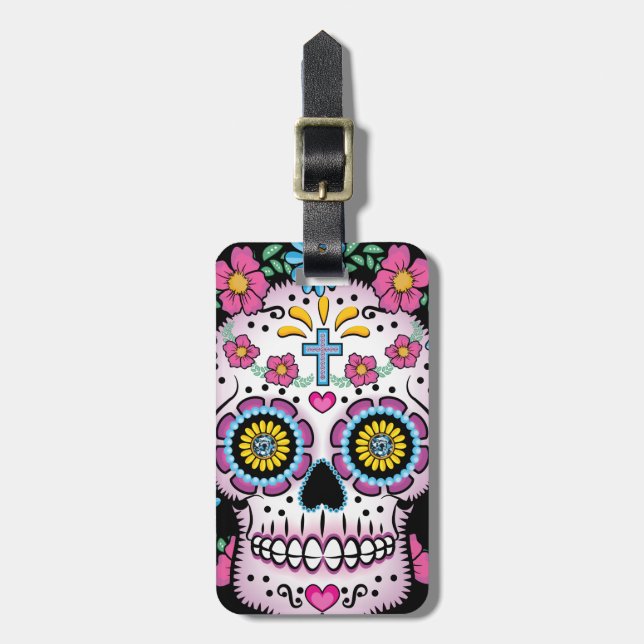 Etiqueta Para Maletas Dia de los Muertos Skull (Frente Vertical)