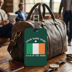 Etiqueta Para Maletas Día de San Patricio Bandera de Irlanda Nombre Pers