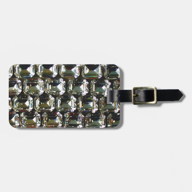 Etiqueta Para Maletas Diamantes, elegantes piedras preciosas (Frente Horizontal)