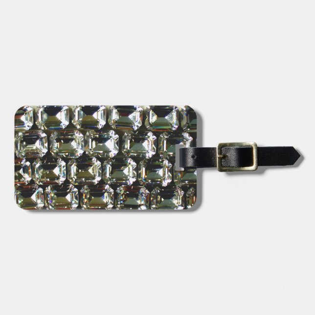 Etiqueta Para Maletas Diamantes, elegantes piedras preciosas (Frente Horizontal)