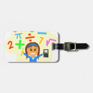 Etiqueta Para Maletas Dibujo animado del chica de la matemáticas