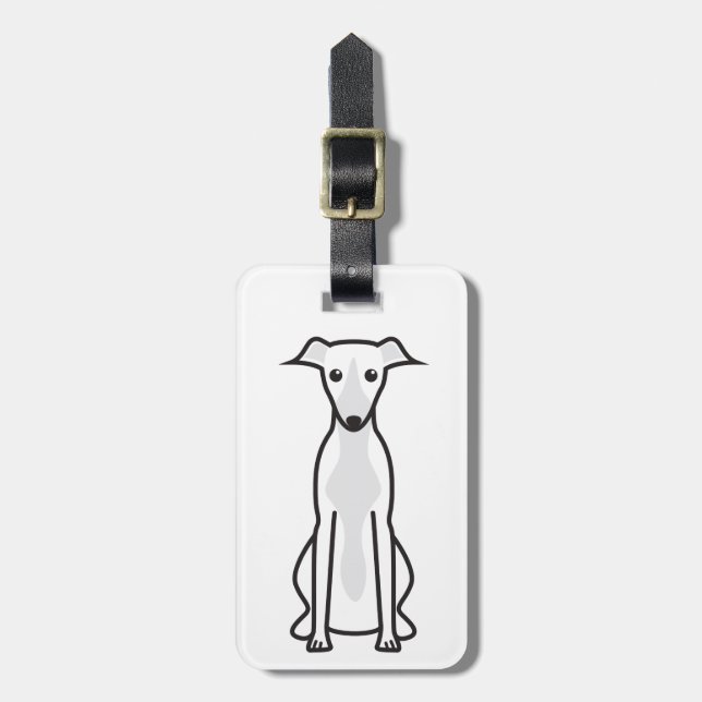 Etiqueta Para Maletas Dibujo animado del perro de Whippet (Frente Vertical)