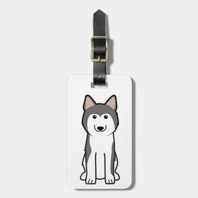 Etiqueta Para Maletas Dibujo animado del perro del husky siberiano (Frente Vertical)