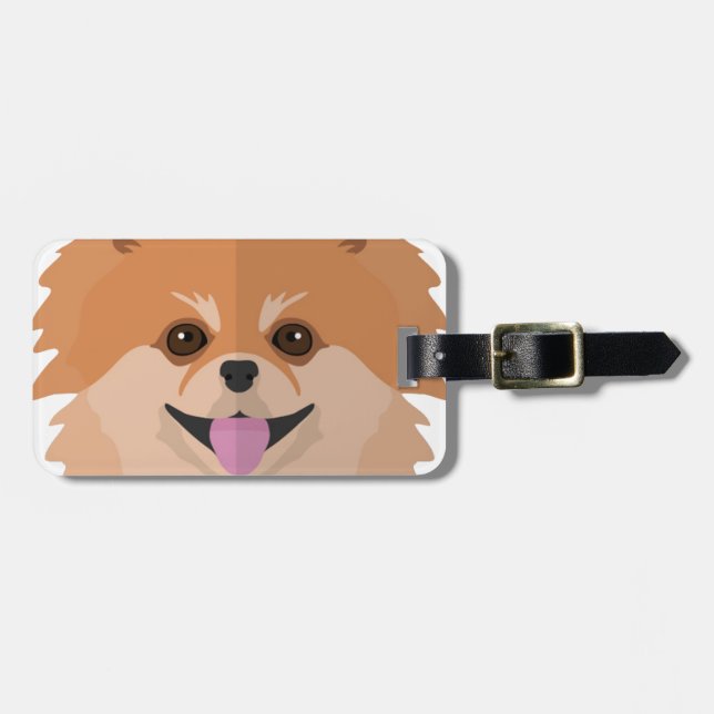 Etiqueta Para Maletas ¡Dibujo animado lindo de Pomeranian! (Frente Horizontal)