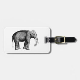 Etiqueta Para Maletas Dibujo Antiguo de Elefante