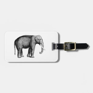Etiqueta Para Maletas Dibujo Antiguo de Elefante