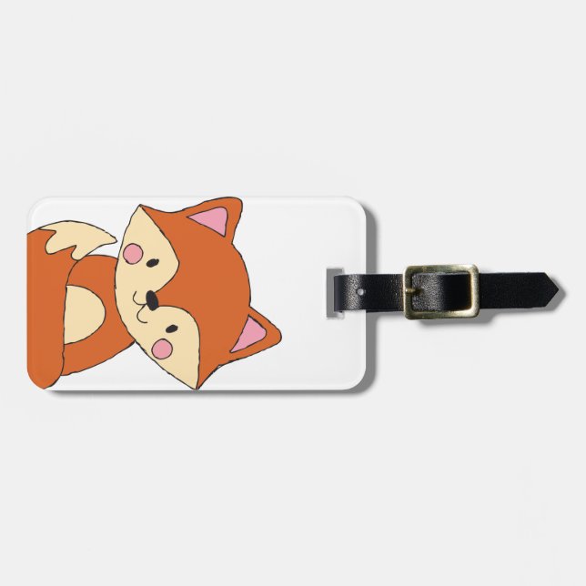 Etiqueta Para Maletas Dibujo de Fox Baby Diseño de Fox (Frente Horizontal)