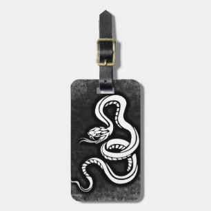 Etiqueta Para Maletas Dibujo elegante de la serpiente del black'n'white