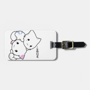 Etiqueta Para Maletas Dibujo lindo del gatito del muchacho y del chica