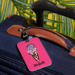 Etiqueta Para Maletas Dibujo personalizado de helado lindo para viaje