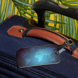 Etiqueta Para Maletas Digital Dot World Map Gradient Art