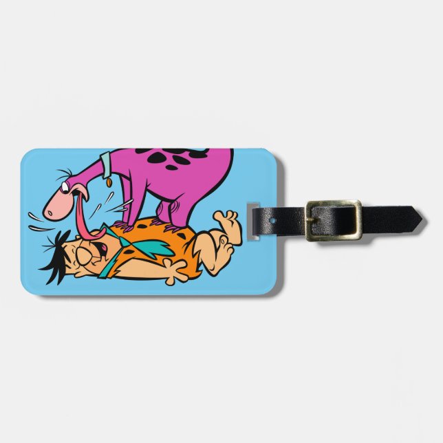 Etiqueta Para Maletas Dino Licking Fred Flintstone (Frente Horizontal)