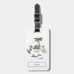 Etiqueta Para Maletas Dinosaurio Lindo Niños Viaje Personalizado Caricat