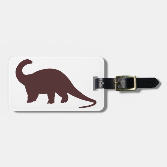 Etiqueta Para Maletas Dinosaurio marrón (Frente Horizontal)